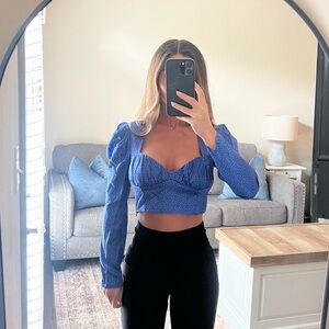 Zara - Blue Puff Sleeve Crop Top - New with tags